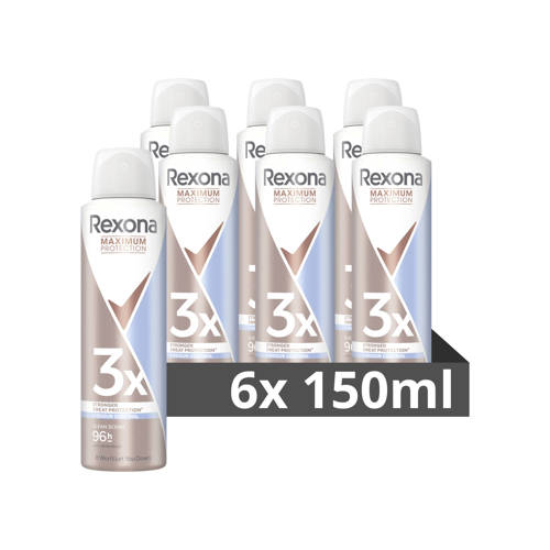 Rexona Women Maximum Protection Clean Scent anti-transpirant spray - 6 x 150 ml Deodorant afbeelding