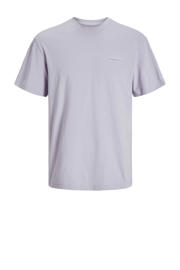 thumbnail: Paarse jongens JACK & JONES JUNIOR T-shirt van katoen met effen, korte mouwen, ronde hals en ritssluiting