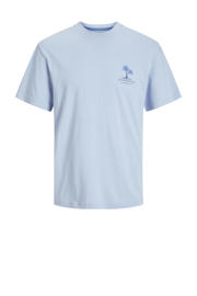thumbnail: Blauwe jongens JACK & JONES JUNIOR T-shirt van katoen met effen, korte mouwen, ronde hals en ritssluiting
