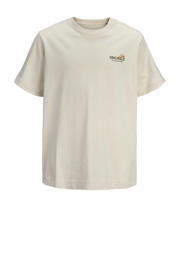 thumbnail: Ecru jongens JACK & JONES JUNIOR T-shirt van katoen met backprint, korte mouwen en ronde hals