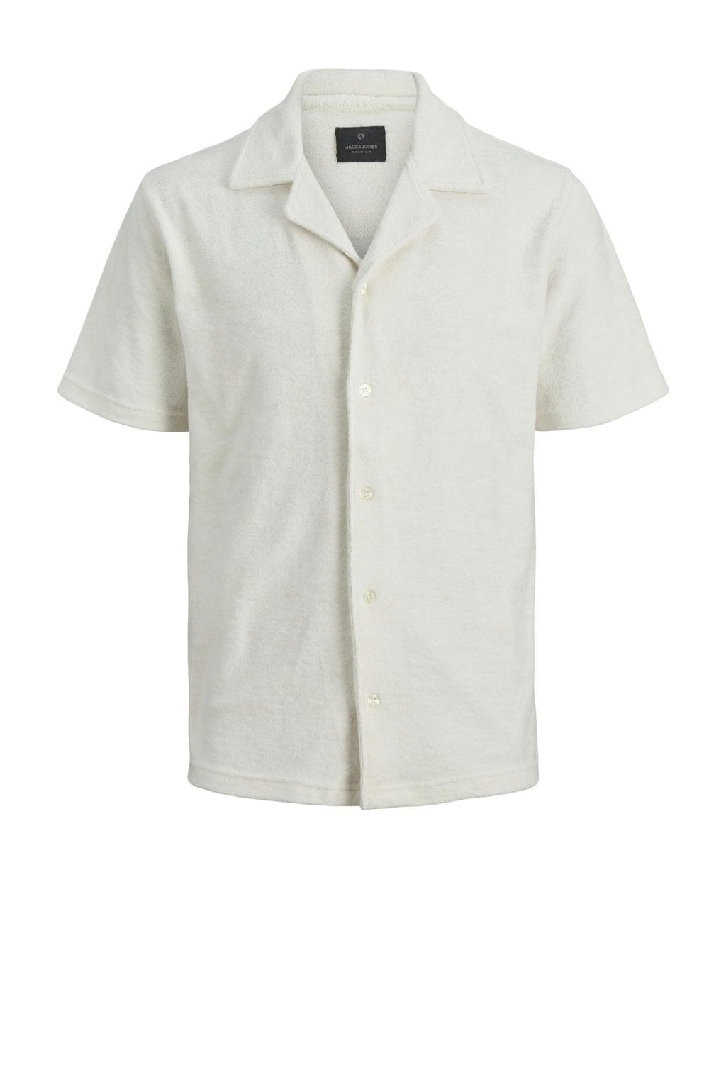 Witte jongens JACK & JONES JUNIOR polo gebreid van katoen met effen, korte mouwen, klassieke kraag en knoopsluiting