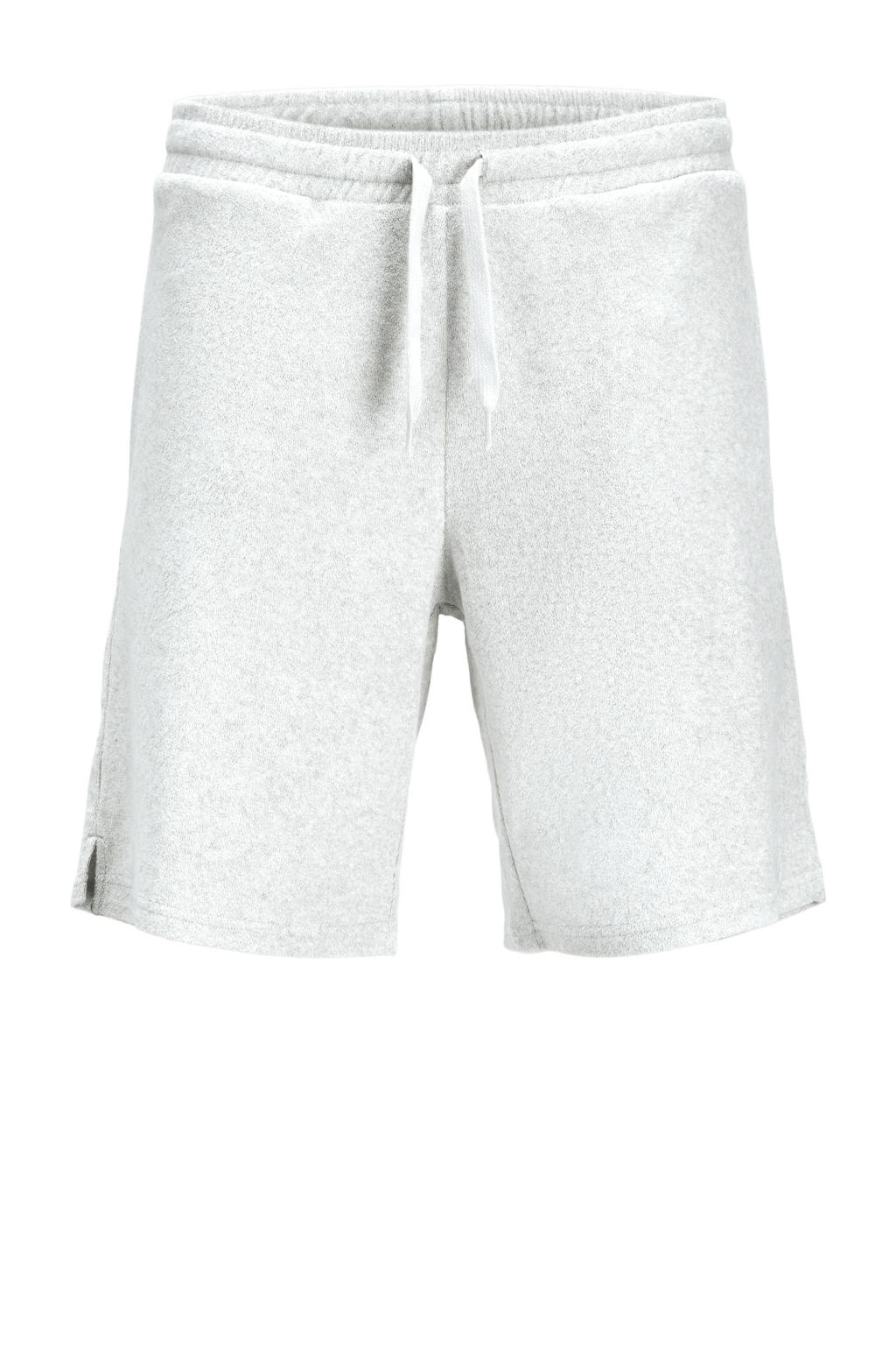 Witte jongens JACK & JONES JUNIOR relaxed sweatshort melange met elastische tailleband met koord en effen
