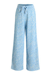 thumbnail: Lichtblauwe meisjes anytime wide leg crinkle broek van polyester met elastische tailleband met koord en bloemenprint