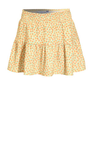 crinkle skort met bloemenprint geel