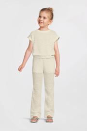 thumbnail: Witte meisjes anytime crochet flared broek van katoen met elastische tailleband en effen