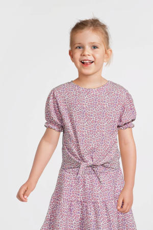 crinkle top met panterprint roze