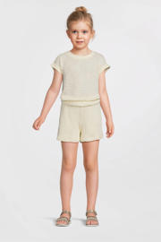thumbnail: Witte meisjes anytime crochet korte broek van katoen met elastische tailleband en effen