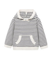 thumbnail: Antraciete jongens Mango Kids sweater met strepenprint, lange mouwen, capuchon en geribde boorden