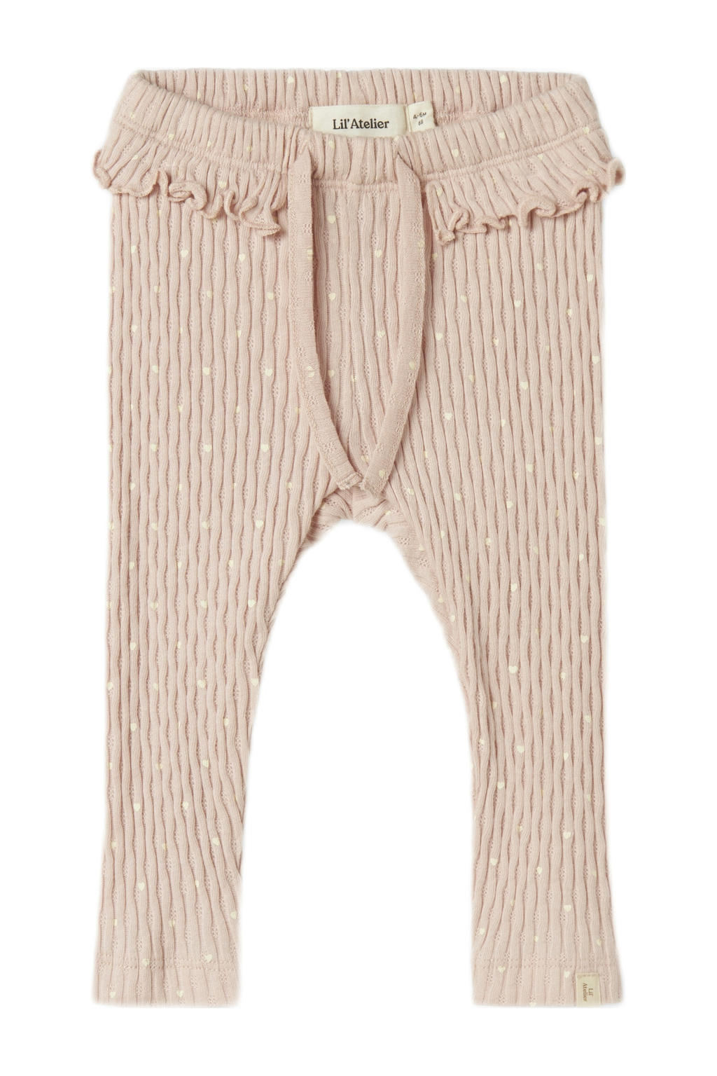 Lichtroze meisjes LIL' ATELIER BABY babybroek van katoen met slim fit, elastische tailleband met koord en effen