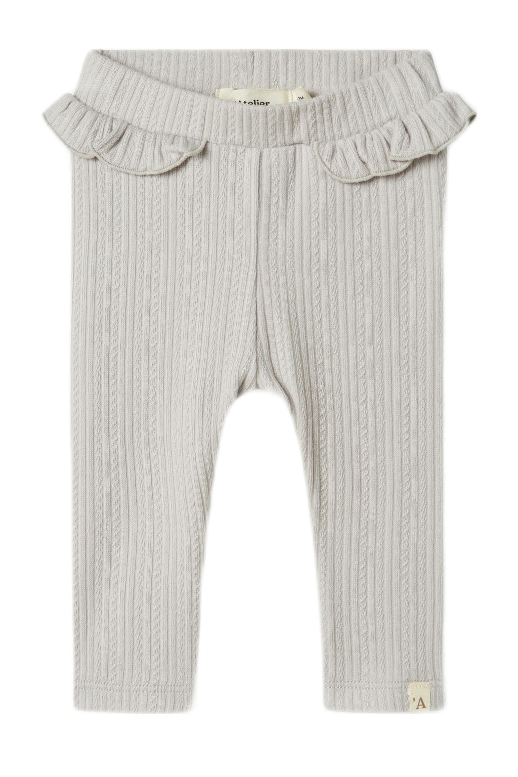 Lichtgrijze meisjes LIL' ATELIER BABY babybroek van katoen met slim fit, elastische tailleband en effen