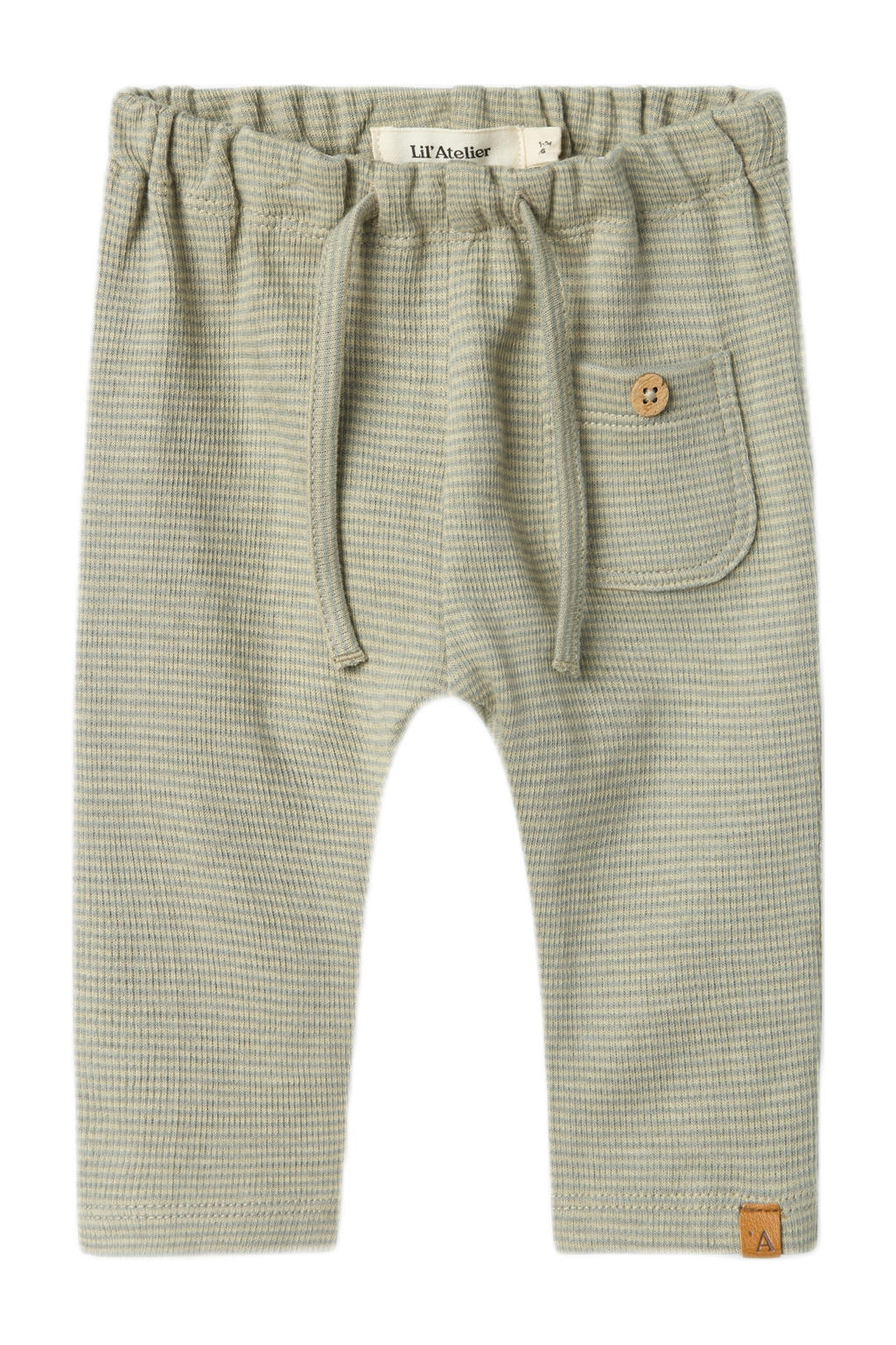 Groen en grijze jongens LIL' ATELIER BABY babybroek van katoen met loose fit, elastische tailleband met koord en effen