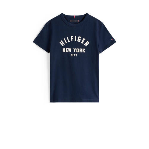 Tommy Hilfiger T-shirt donkerblauw Jongens Katoen Ronde hals Tekst - maat 140 afbeelding