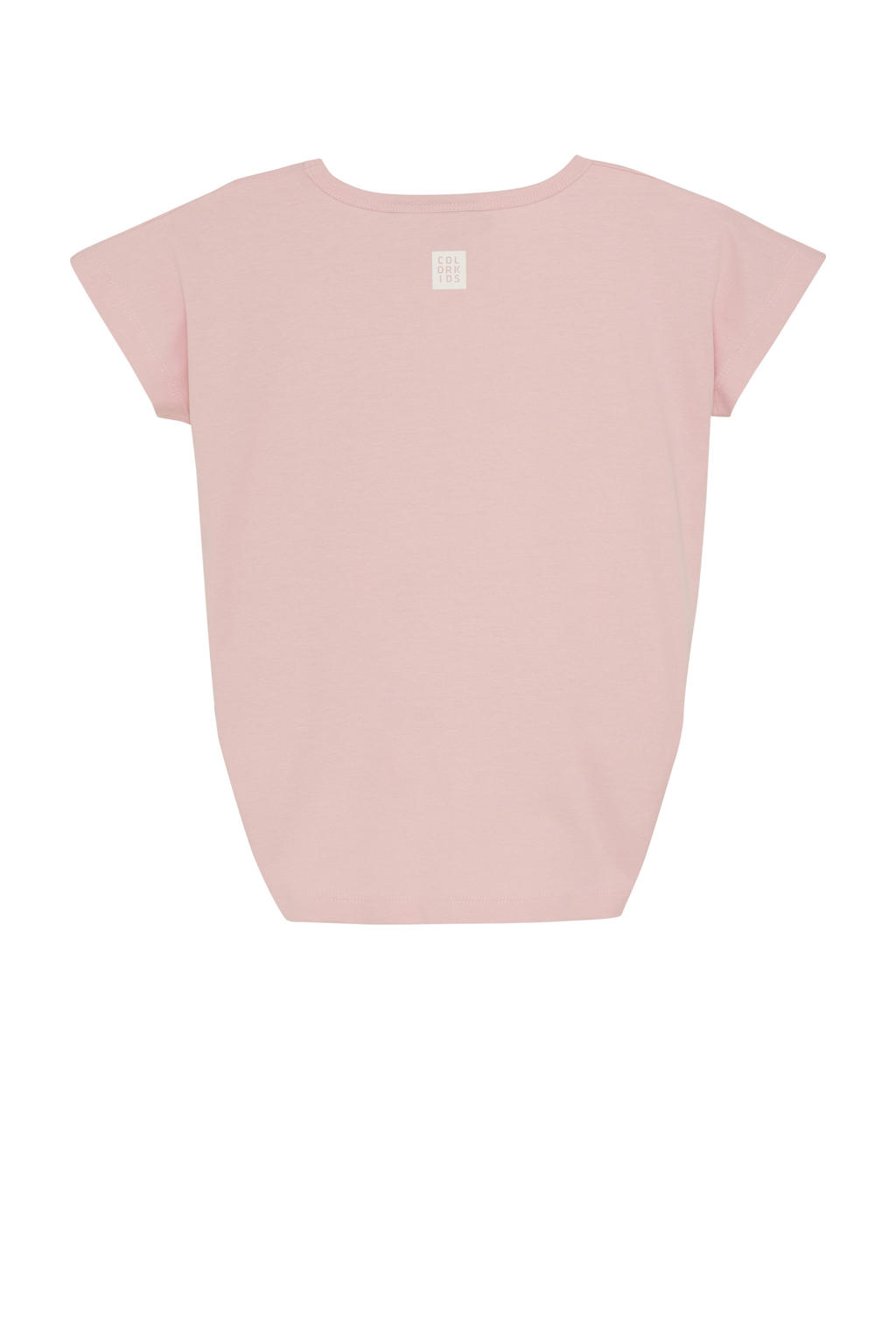 Roze meisjes Color Kids T-shirt van katoen met effen, korte mouwen en ronde hals