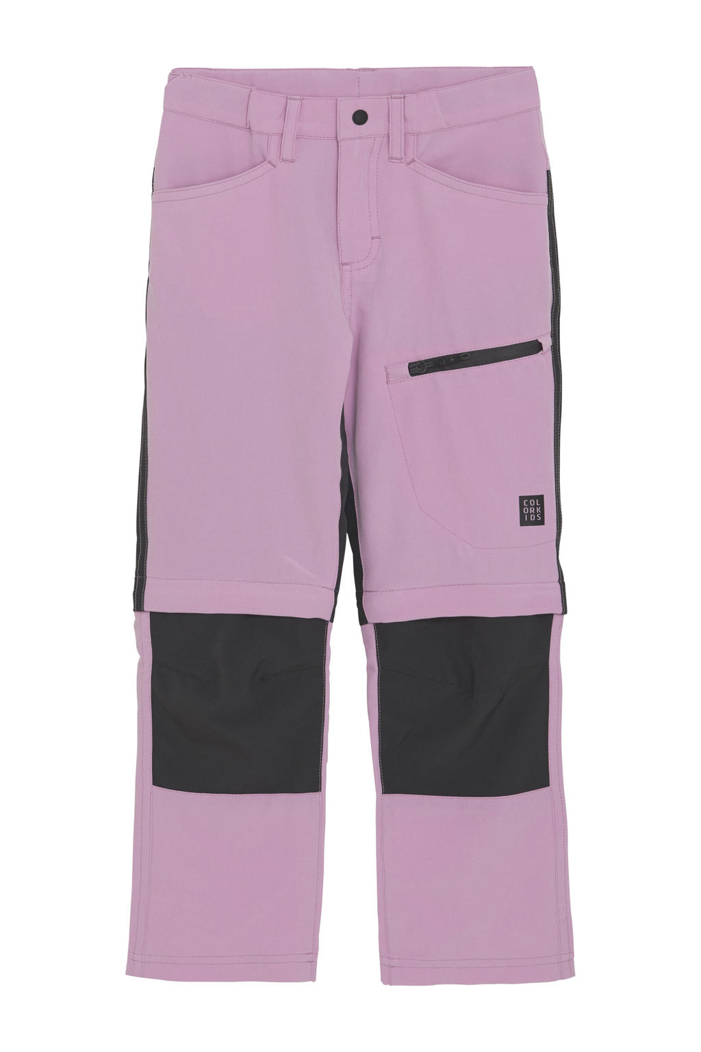 Lila en zwarte jongens en meisjes Color Kids outdoor broek van polyester met rits- en knoopsluiting