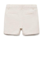thumbnail: Beige jongens Mango Kids chino shorts van katoen met knoopsluiting en effen