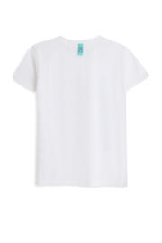 thumbnail: Witte meisjes 4PRESIDENT T-shirt van stretchkatoen met printopdruk, korte mouwen en ronde hals