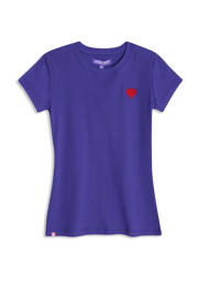 thumbnail: Paarse meisjes 4PRESIDENT T-shirt van stretchkatoen met effen, korte mouwen en ronde hals