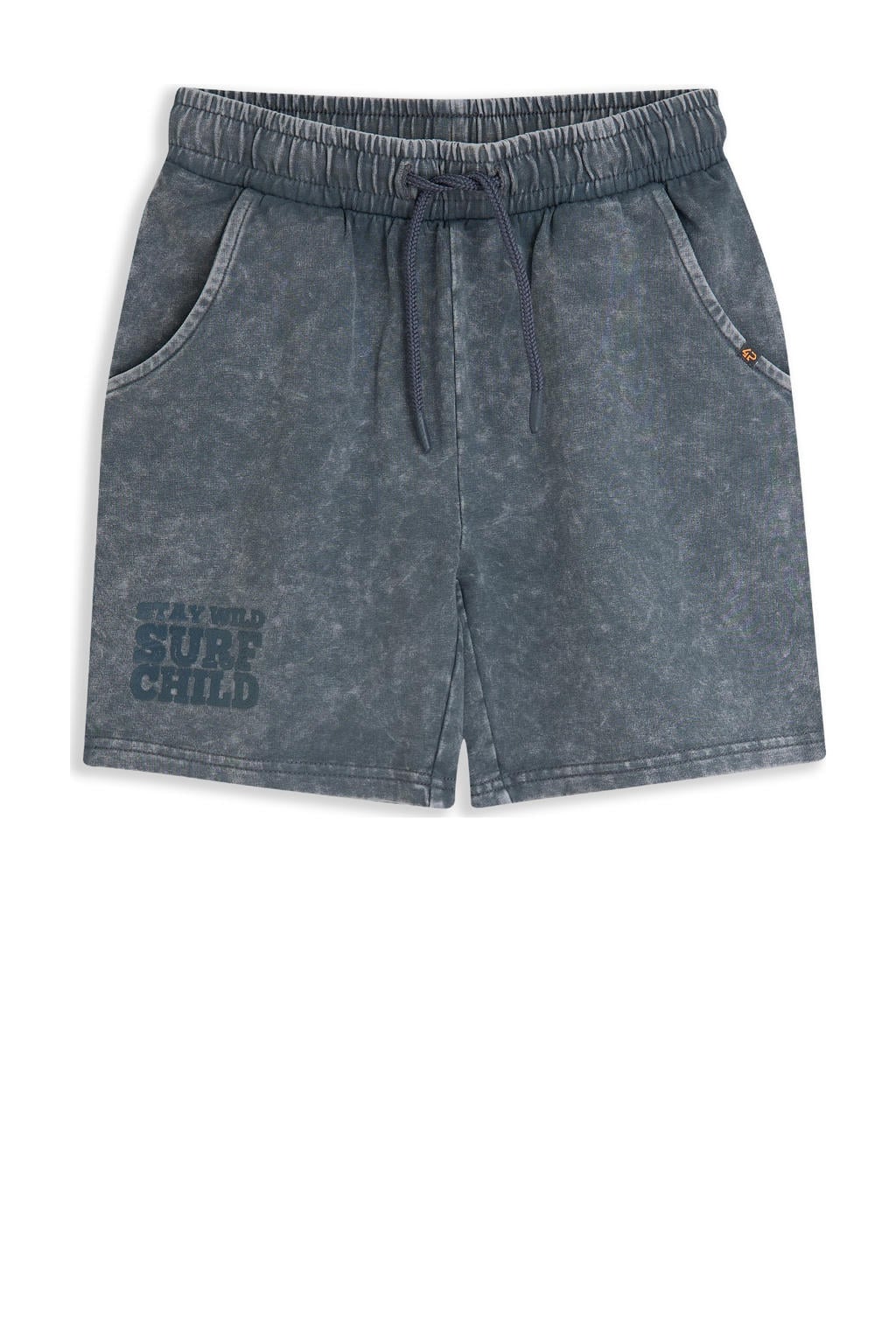 Grijze jongens 4PRESIDENT sweatshort met elastische tailleband met koord en tekst print