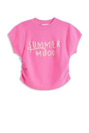 thumbnail: Roze meisjes 4PRESIDENT trui van viscose met tekst print, korte mouwen en ronde hals
