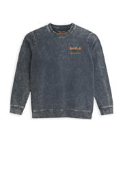 thumbnail: Grijze jongens 4PRESIDENT sweater van stretchkatoen met backprint, lange mouwen en ronde hals