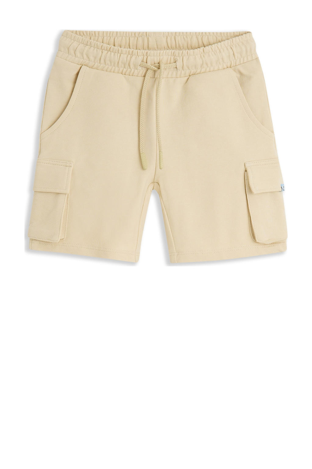 Beige jongens 4PRESIDENT sweatshort van stretchkatoen met elastische tailleband met koord en effen