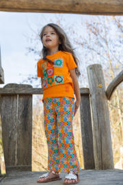 thumbnail: Oranje, groen en lilakleurige meisjes 4PRESIDENT flared broek van stretchkatoen met elastische tailleband