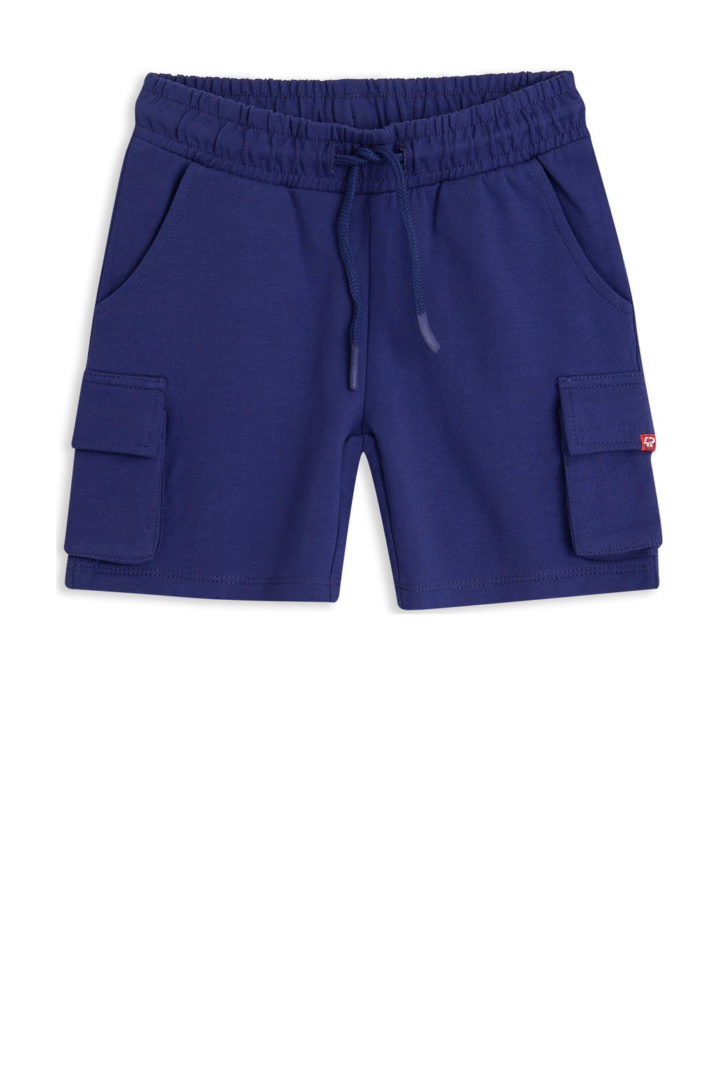 Blauwe jongens 4PRESIDENT sweatshort van stretchkatoen met elastische tailleband met koord en effen