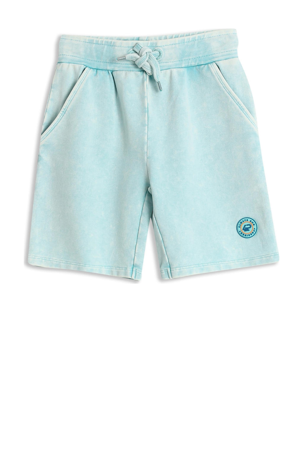 Lichtblauwe jongens 4PRESIDENT sweatshort van stretchkatoen met elastische tailleband met koord en effen