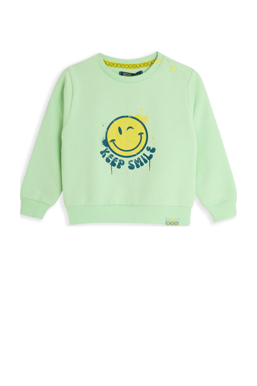 Groene jongens 4PRESIDENT sweater met printopdruk, lange mouwen en ronde hals