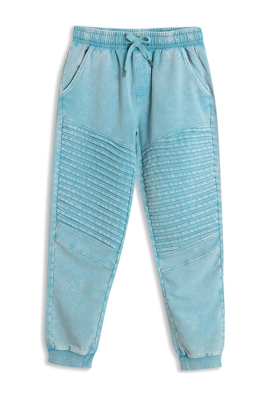 Blauwe jongens 4PRESIDENT sweatpants van stretchkatoen met elastische tailleband met koord en effen
