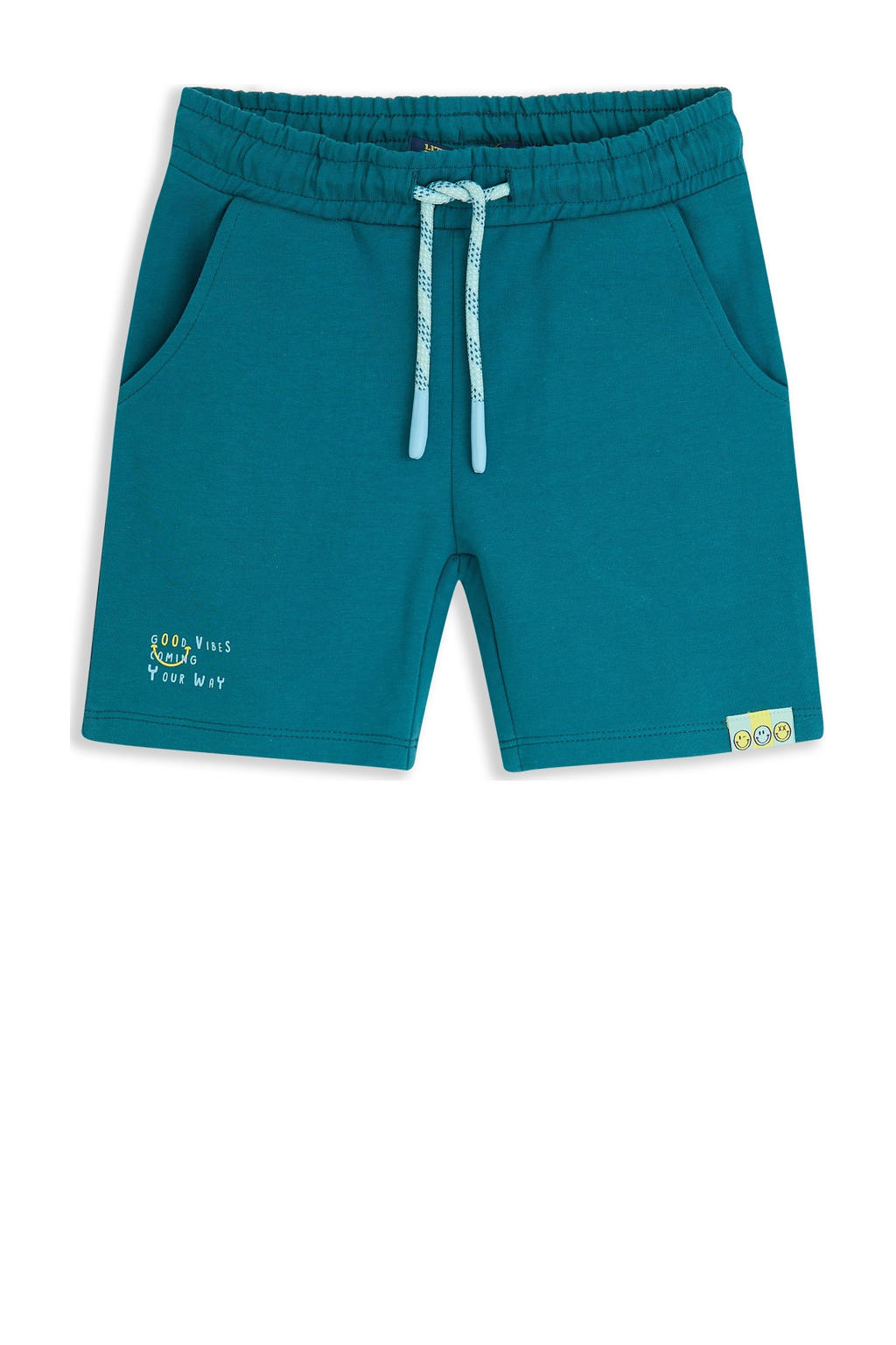 Blauwe jongens 4PRESIDENT sweatshort van stretchkatoen met elastische tailleband met koord en effen