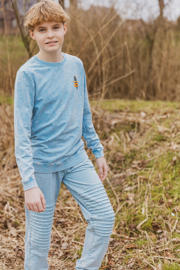 thumbnail: Blauwe jongens 4PRESIDENT sweater van stretchkatoen met backprint, lange mouwen en ronde hals
