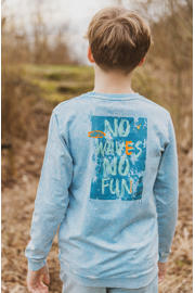 thumbnail: Blauwe jongens 4PRESIDENT sweater van stretchkatoen met backprint, lange mouwen en ronde hals
