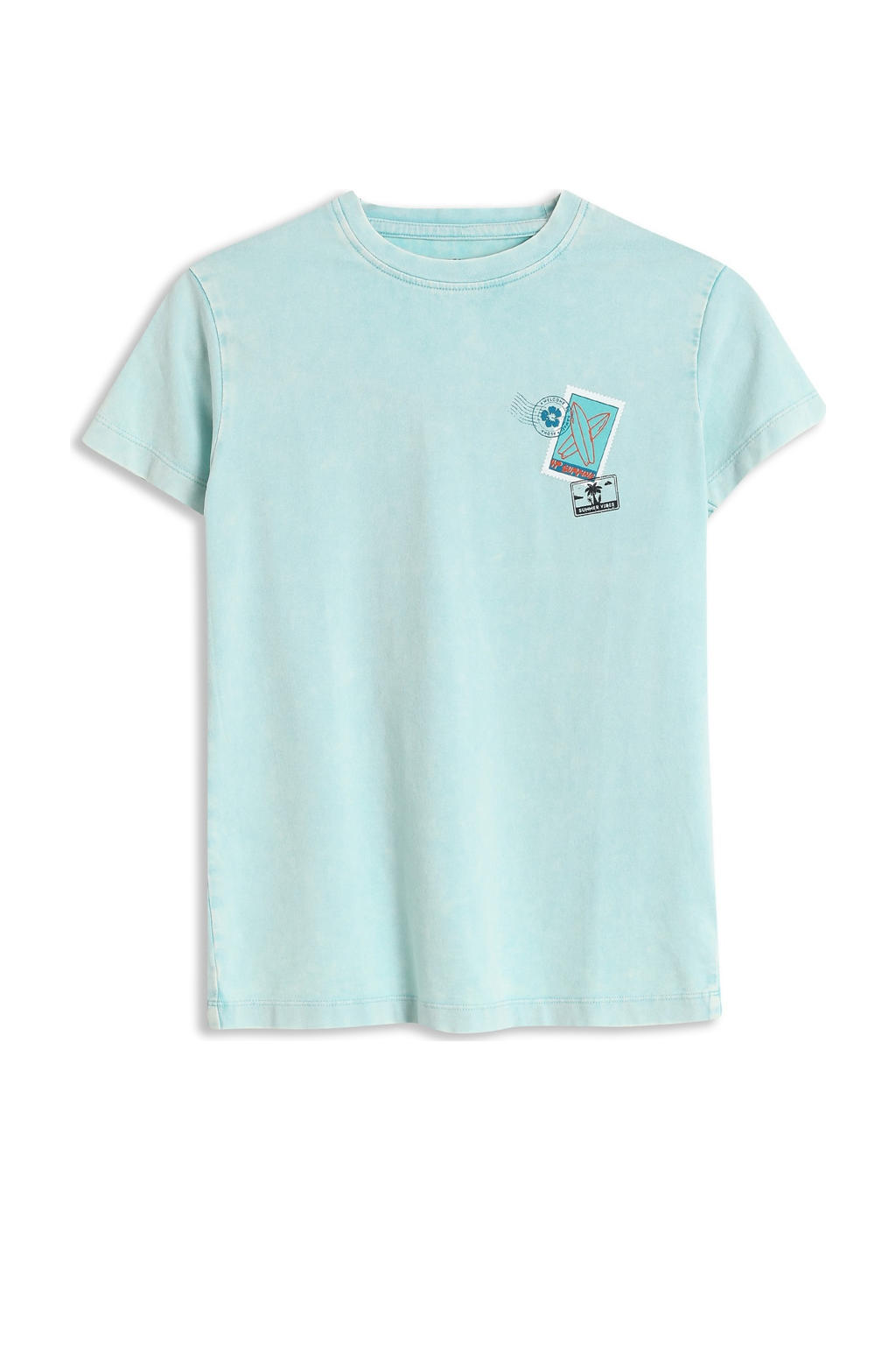 Blauwe jongens 4PRESIDENT T-shirt van stretchkatoen met backprint, korte mouwen en ronde hals