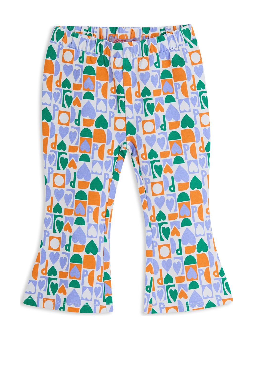 Lila, groen en oranje meisjes 4PRESIDENT flared broek van stretchkatoen met elastische tailleband
