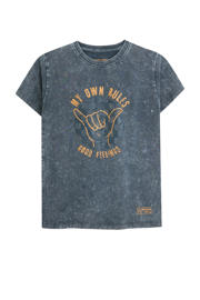 thumbnail: Grijze jongens 4PRESIDENT T-shirt van stretchkatoen met printopdruk, korte mouwen en ronde hals