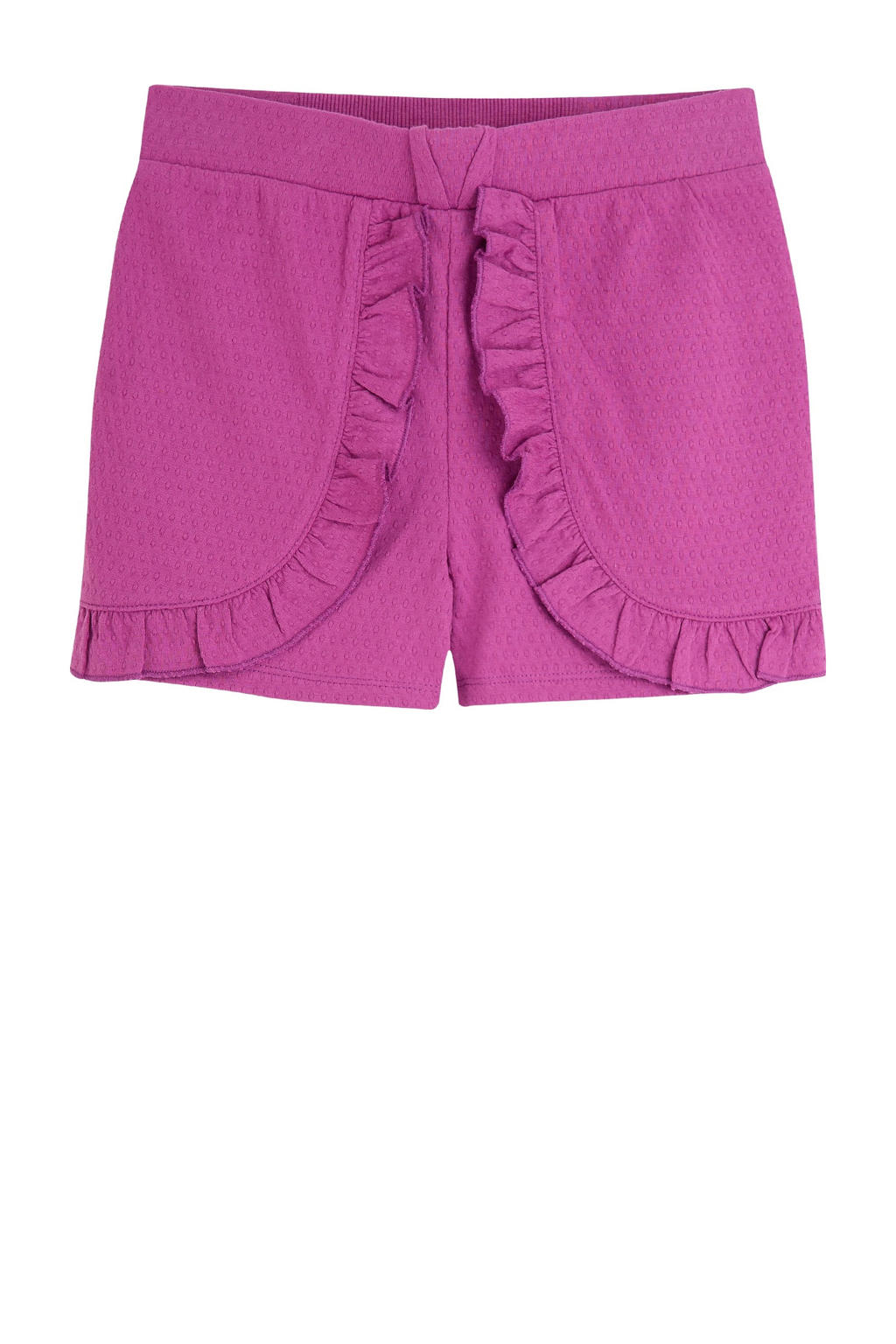 Paarse meisjes 4PRESIDENT casual short van katoen met elastische tailleband en effen