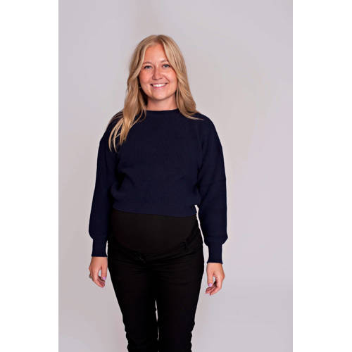 LOVE2WAIT one size zwangerschapstrui donkerblauw Dames Viscose Ronde hals afbeelding