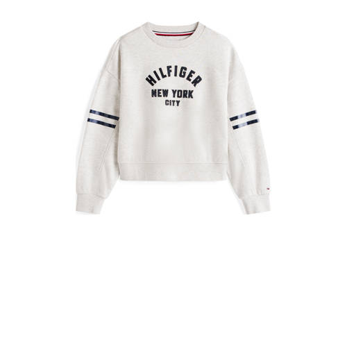 Tommy Hilfiger sweater grijs melange Tekst - maat 152 afbeelding