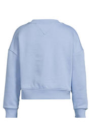thumbnail: Lichtblauw en zilverkleurige meisjes Tommy Hilfiger sweater met tekst print, lange mouwen en ronde hals
