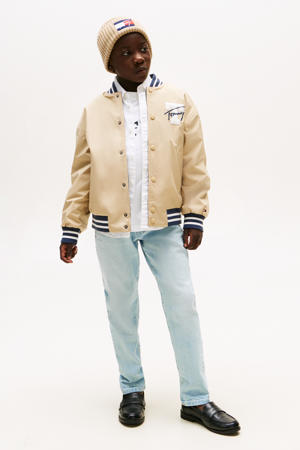 waist straight leg jeans light blue denim