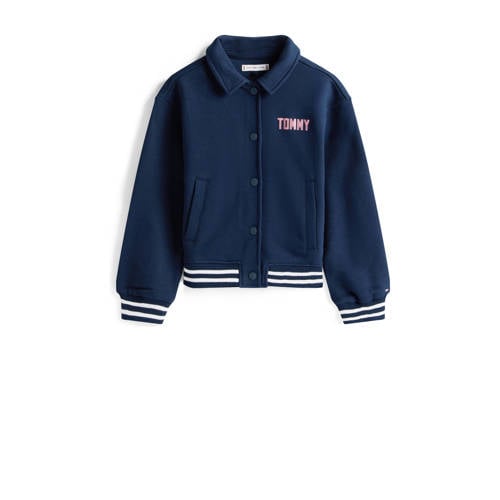 Tommy Hilfiger jack donkerblauw Jas Meisjes Katoen Klassieke kraag Backprint