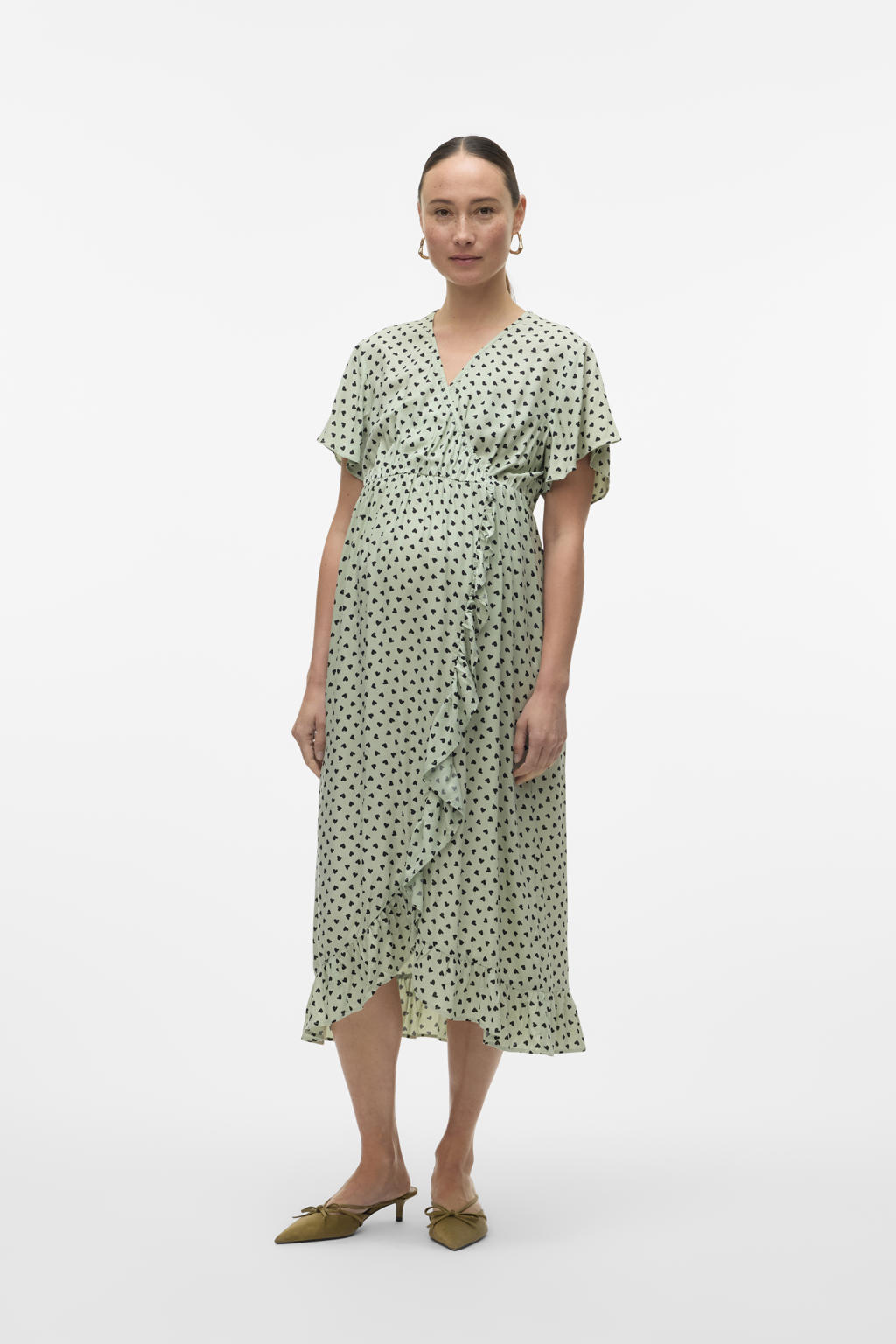 MAMALICIOUS zwangerschapsjurk MLSOPHIE met ruches lichtgroen/blauw