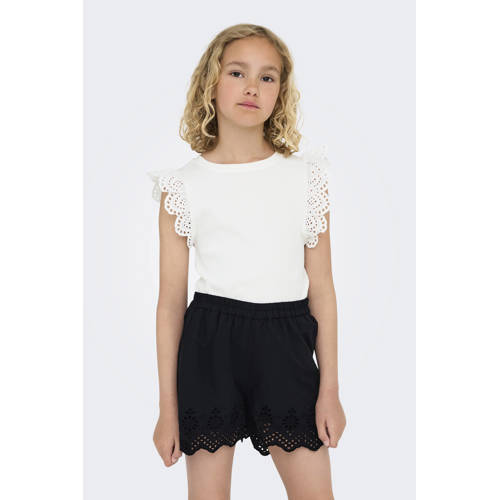 KIDS ONLY GIRL mouwloze top broderie wit Meisjes Stretchkatoen Ronde hals