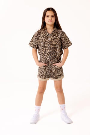 regular fit playsuit met panterprint bruin