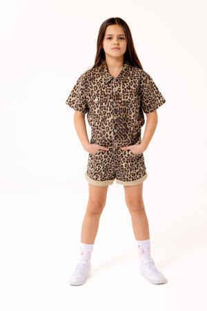 regular fit playsuit met panterprint bruin