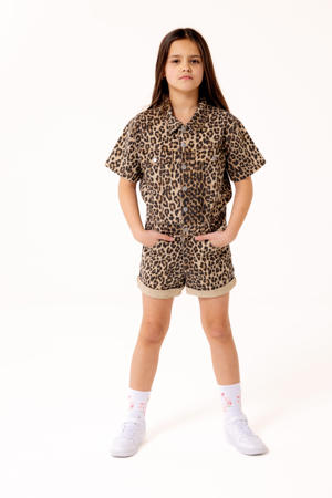 regular fit playsuit met panterprint bruin