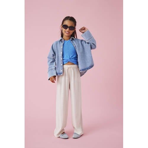 KIDS ONLY GIRL straight casual broek ecru Meisjes Viscose Effen - maat 116 afbeelding