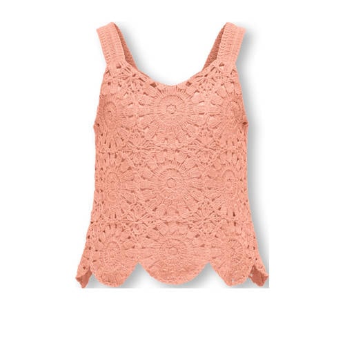 KIDS ONLY GIRL mouwloze top zalm gehaakt Roze Meisjes Katoen Ronde hals