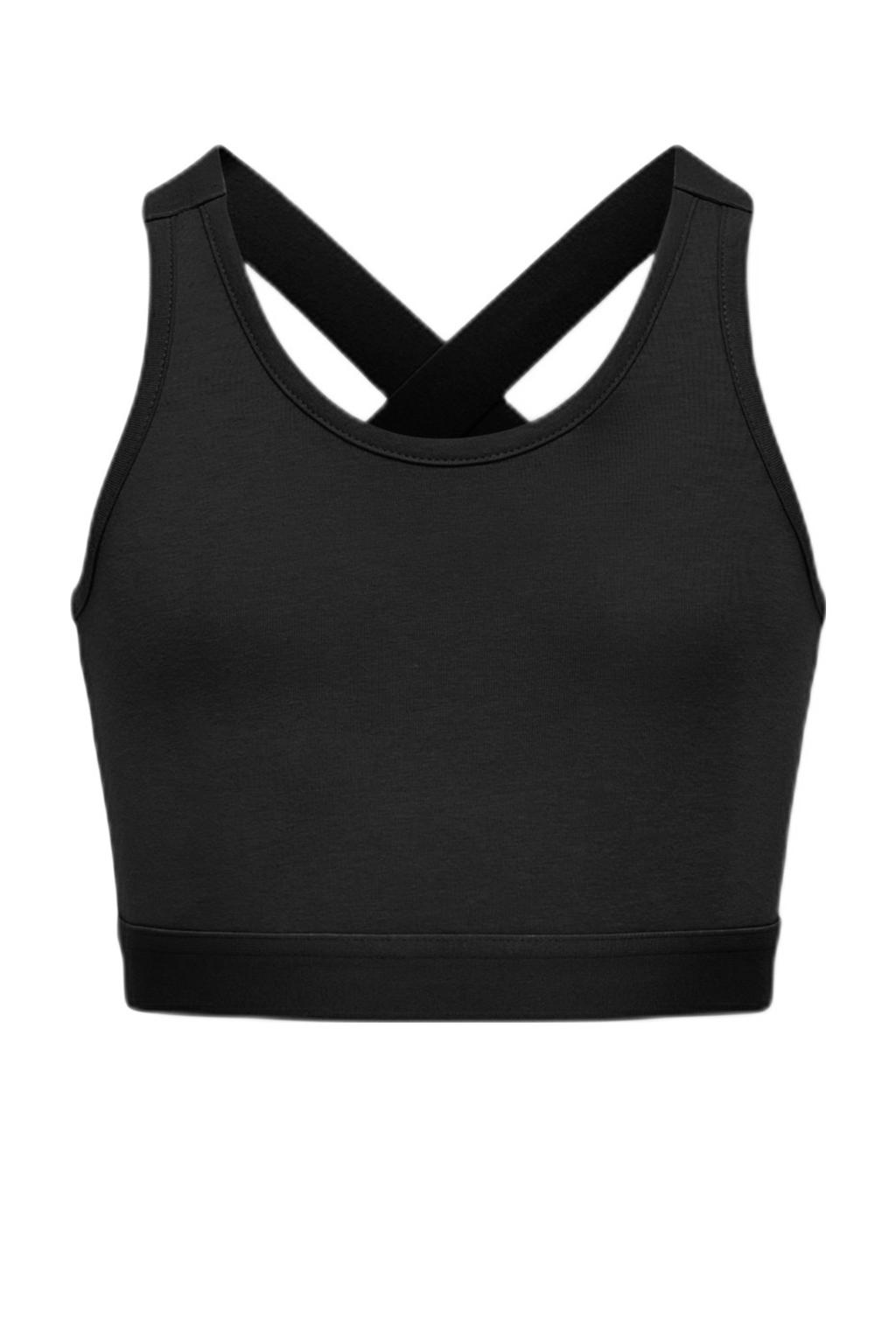 Zwarte meisjes KIDS ONLY GIRL haltertop van stretchkatoen met effen en ronde hals